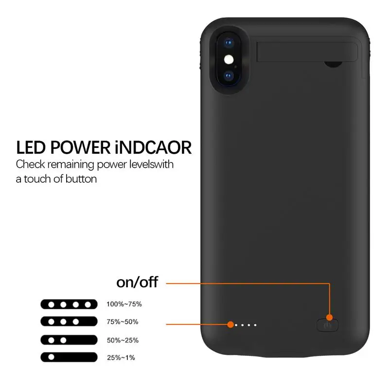 Для iPhone XS Max Тонкий чехол для зарядного устройства внешний аккумулятор зарядки XR X