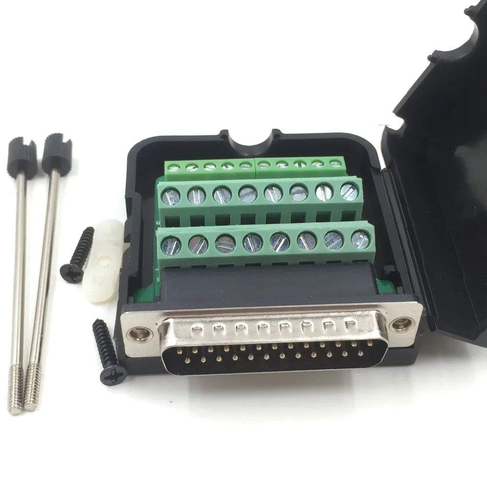 

DB25 D-SUB plug 26PIN port Terminal breakout PCB plastic cover solderless screw