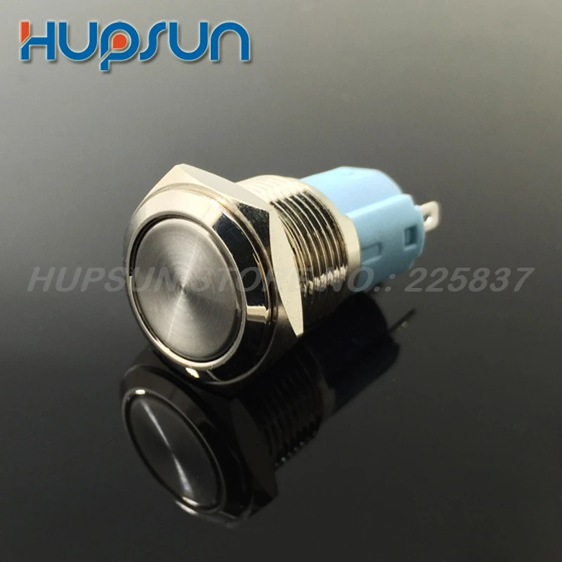 

5pc high quality button on off 12v waterproof 16mm latching button switch auto power buttons lock SPST push button switch metal