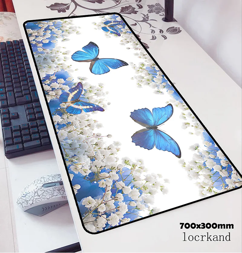 Красивый цветок большая акция крутая новая клавиатура бабочки игровые коврики для мыши высокого класса Размер для 700x300x2 мм резиновые коврики для мыши