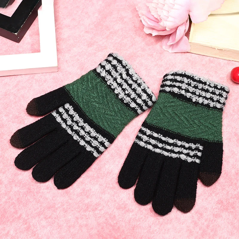 Детские зимние теплые перчатки для мальчиков, стильные полосатые перчатки FS0477