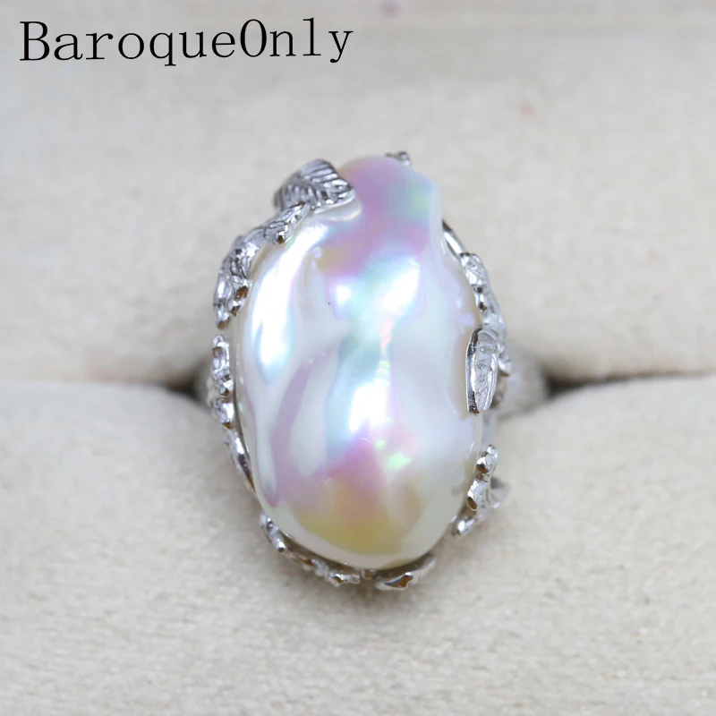 Baroque Original Handmade 925 Sterling Silver Baroque Pearl Ring