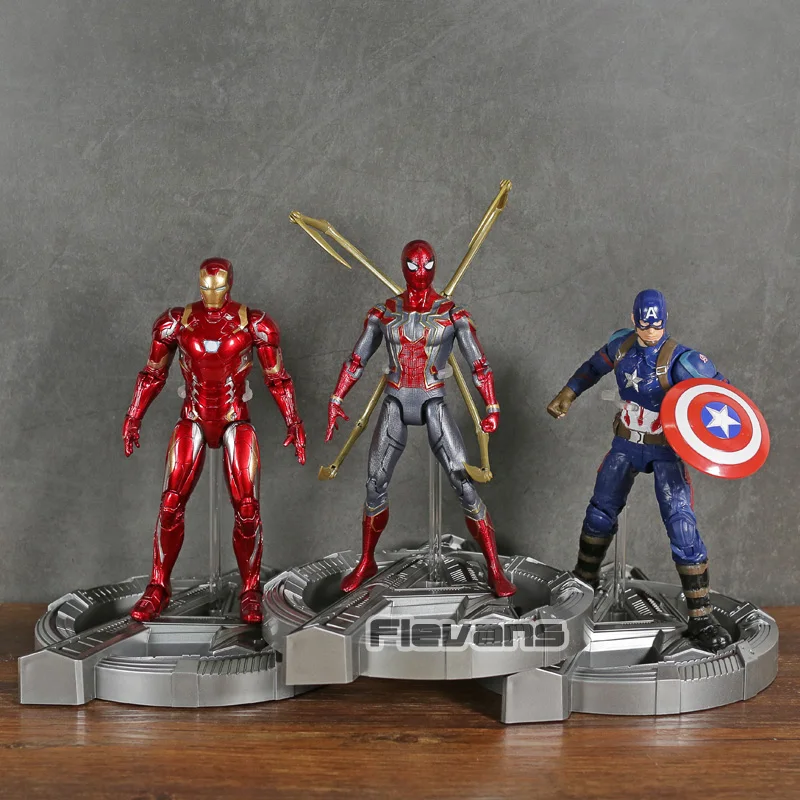 

Marvel Avengers Captain America / Spiderman Iron Spider / Iron Man with LED Light PVC Action Figure Collectible Model Toy