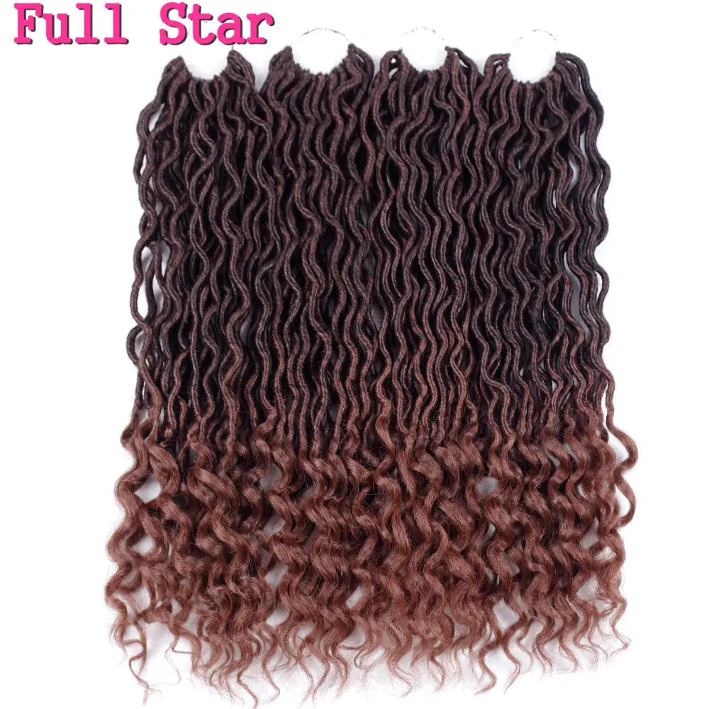 Полная звезда синтетические мягкие Faux locs Curly вязание крючком плетение волос для наращивания 22 дюймов 70 г/упак. 24 пряди/упаковка богиня прическа - Цвет: 1B/30HL