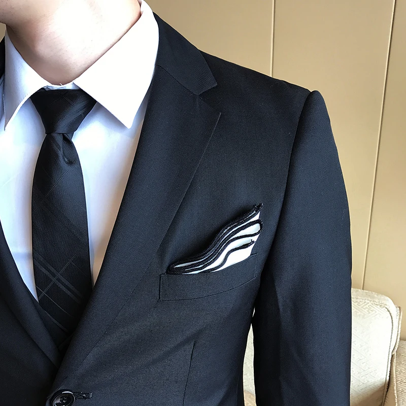 Jackets + Pants / 2018 New High-end Brand Groom Wedding Dress Formal Suit 2 Piece / Mens Solid Color Slim Business Casual Suits