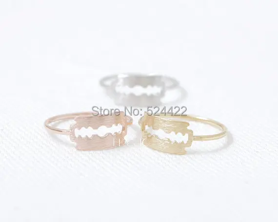 

Min 1pc Gold Silver Pink-gold Razor Blade Ring cool ring for men JZ124