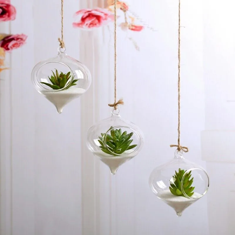 Clear Flower Hanging Vase Planter Terrarium Container Glass Home Party Decor 