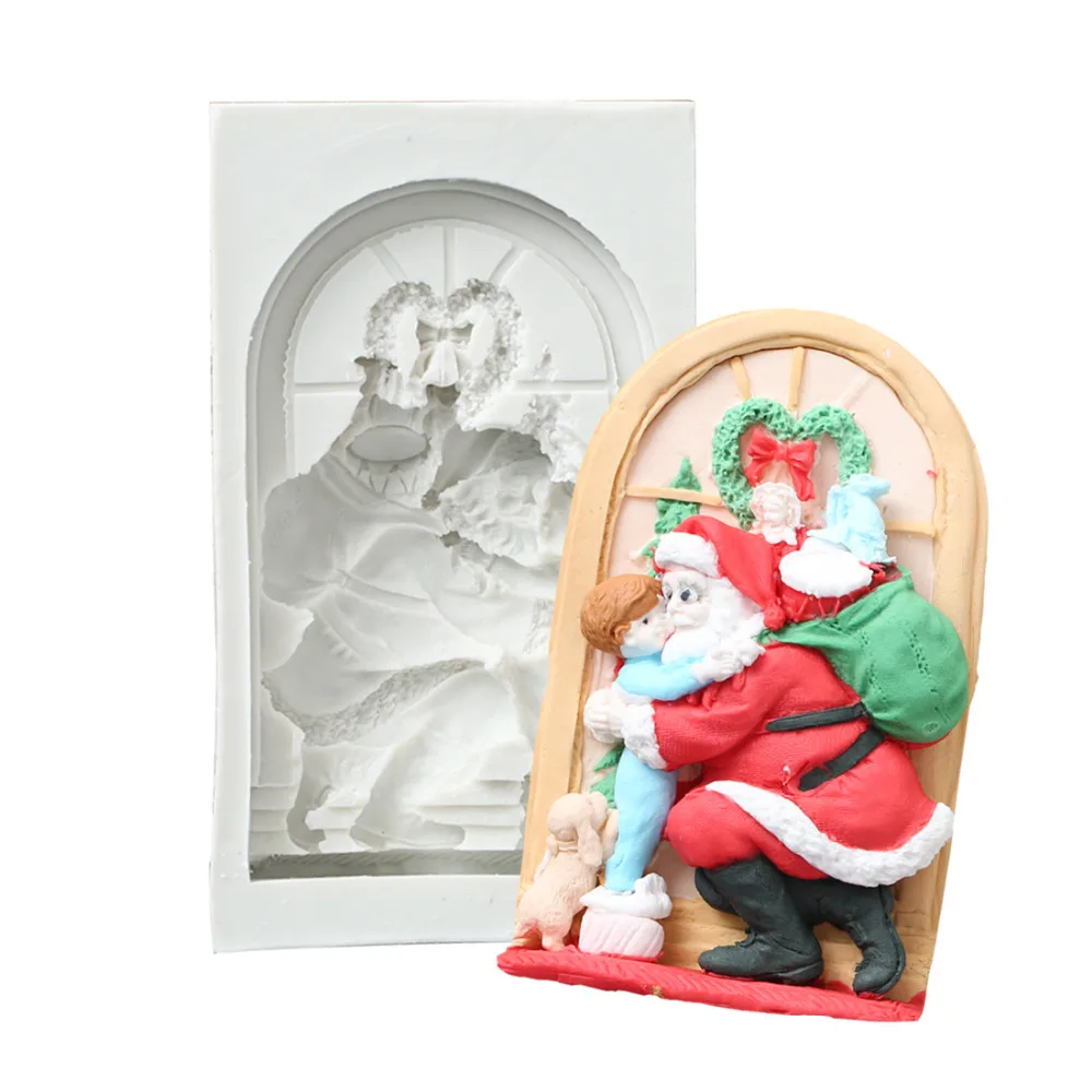 

Luyou 1pcs Santa Claus Silicone Mold 3D Cake Border Fondant Cake Decorating Tools Christmas Cake Chocolate Moulds FM1735