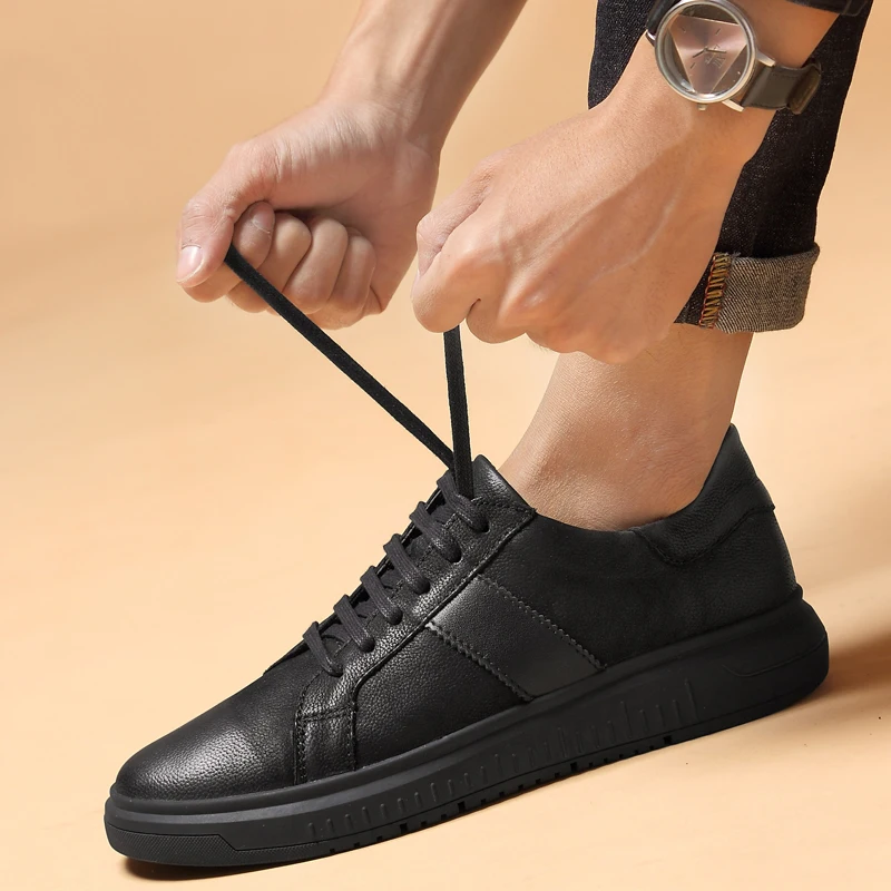 Black Calçado De Masculinos Homem Lace Moda Primavera Sapatos Homens Outono Couro Mocassins Respirável K3 Casual Genuíno up HPatq