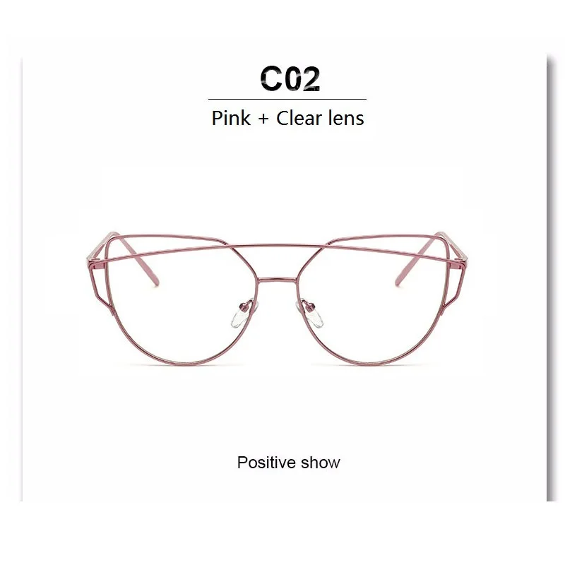 Хит, новейшая оправа для очков в стиле кошачьи глаза, женские брендовые дизайнерские очки с двумя лучами, металлическая оправа для очков, прозрачные модные очки, Прямая поставка - Цвет оправы: A771 pink