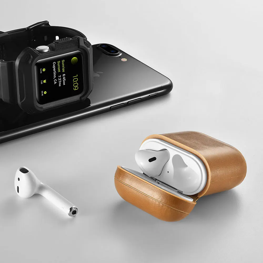 Earphone Case For Apple Airpods Case Leather with Buttons headphone Case For Airpods accessories Protective wireless Cover