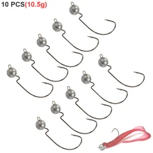 10 шт./лот 10,5 г Кривошип приманки из свинца голова крюк мягкие приманки морской рыбалки из углеродистой стали крючки