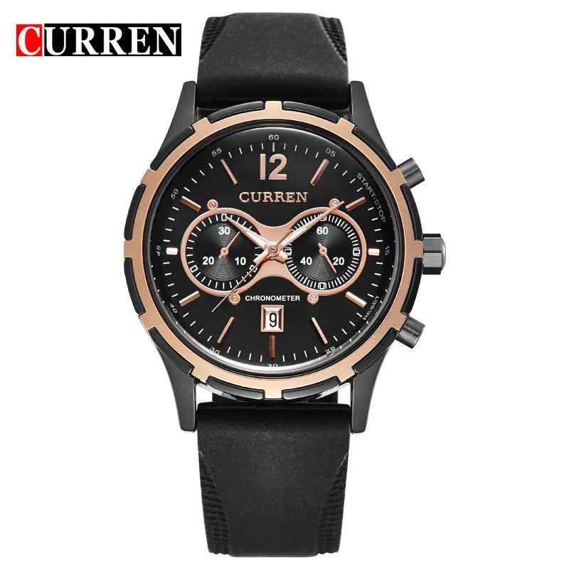 CURREN 8066 известный бренд мужские круглые наручные часы с календарем|watch band spring bar