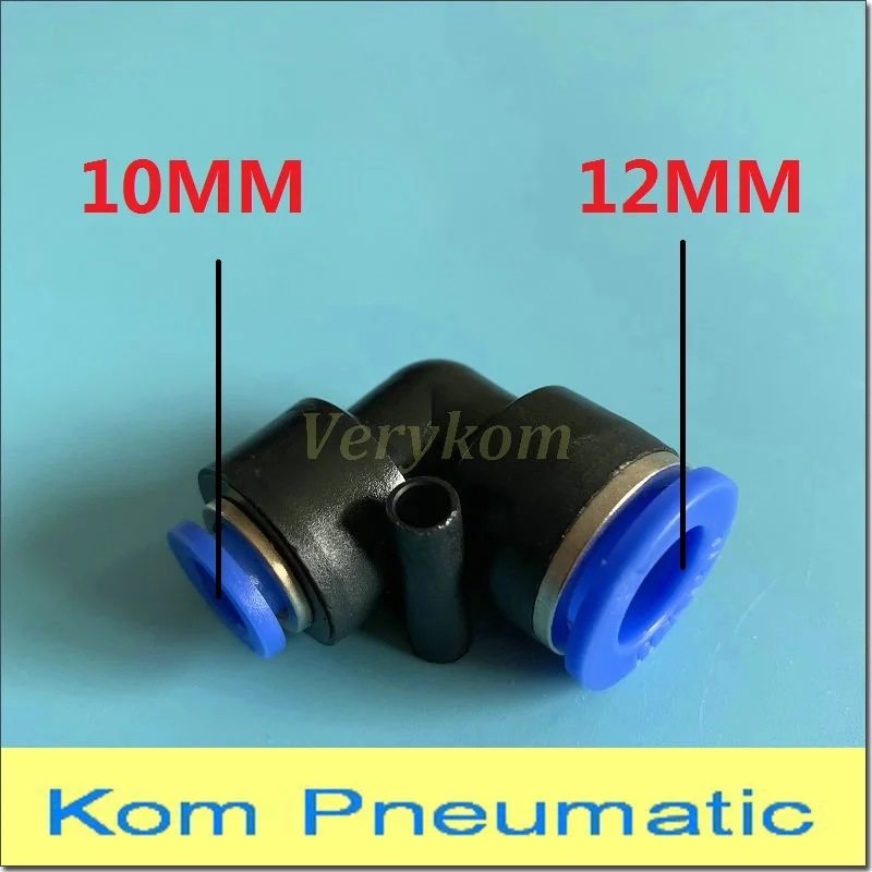 100 개/몫 플라스틱 비등한 팔꿈치 유니온 10MM 12MM 감속기 공압 공기 피팅 L 감소 커넥터 PVG 12-10 조인트