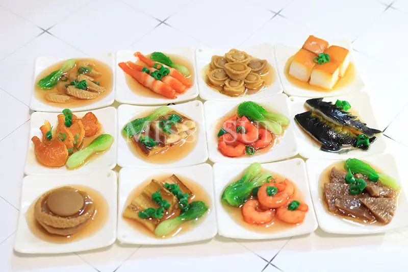 2PCS 1/6 Scale Miniature Dollhouse Chinese dish for Dollhouse Decor Pretend food for blyth bjd dollhouse kitchen toys