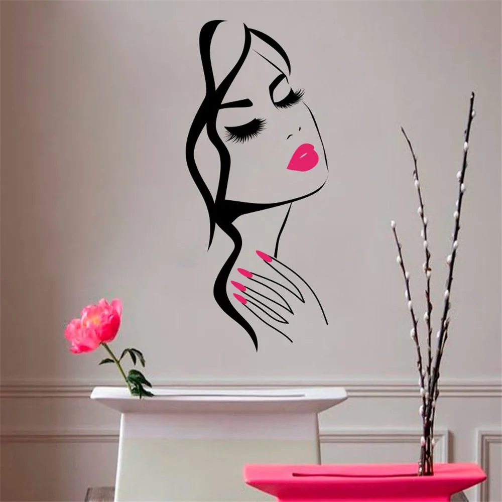 wall sticker vinyl decal art beauty salon hair dressers lashes lips nails V439