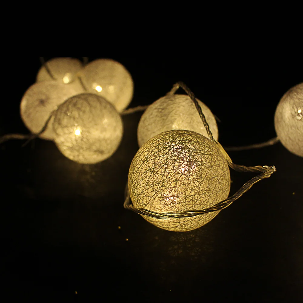 6cm Fabric Cotton Ball Lamp 5m 20 Fairy Led String Light Garland Warm White 220v Wedding Decoration Led Christmas Lights Party Aliexpress Lights Lighting