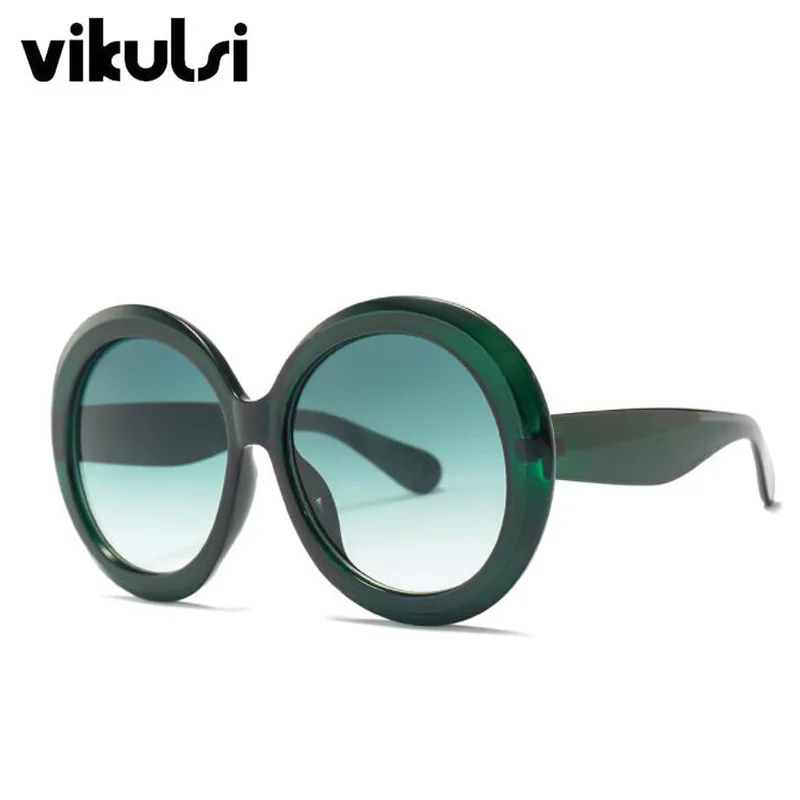 Увеличенные Круглые Солнцезащитные очки Модные женские большие размеры большие ретро зеленые солнцезащитные очки Женские винтажные брендовые дизайнерские очки UV400 - Цвет линз: D840 green green