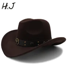 Унисекс, женская и Мужская шерстяная открытая западная ковбойская шляпа для джентльмена, ковбойская, джазовая, конная, Sombrero Hombre, шапка, размер 56-58 см