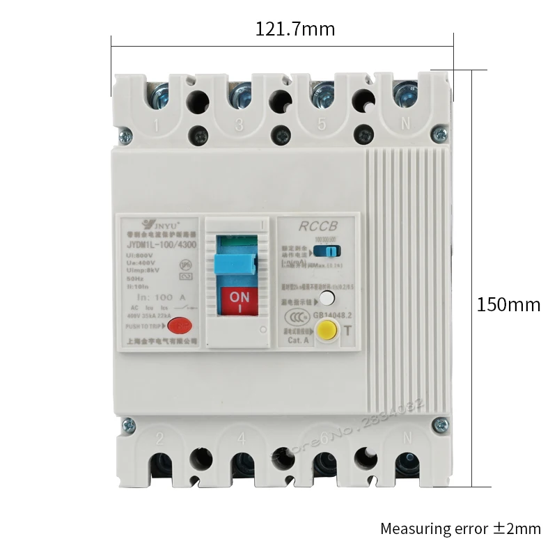 4 P 4 полюса 40A 63A 80A 100A остаточная Защита Автоматический выключатель Бытовая защита JYDM1L-100/4300 RCCB 50 Гц