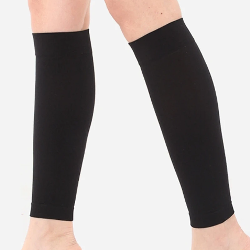 1 пара ультратонких дышащих компрессионных носков для бега, носки для голени, защита для ног, спортивные гетры для велоспорта, щитки - Цвет: Черный