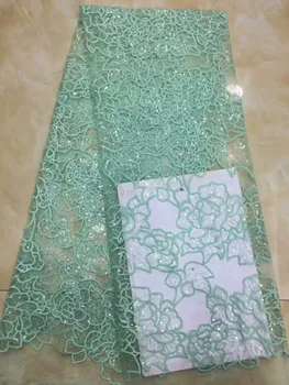 

Green Nigerian French Lace Fabric 2019 African Tulle Lace Fabric High Quality African Lace 3D Embroidered Sequins Wedding Fabric