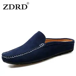 ZDRD/мужская повседневная обувь из кожи и замши на плоской подошве, однотонные кожаные мокасины для вождения, Gommino, без шнуровки, мужские