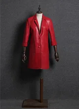HNW006 Women Sheep skin leather three quarter sleeve windbreaker fashion leather jackets coats/2color 5size/China famous brand