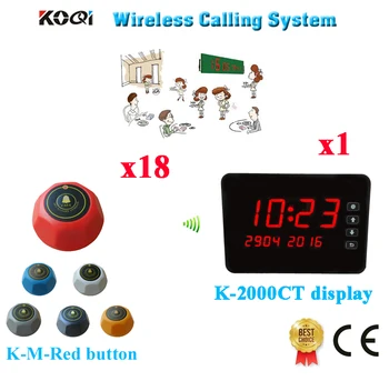 

Wireless Calling Bell System Restaurant Coaster Caller With Display Show 4 Digit Number CE Passed( 1 display+ 18 call button)
