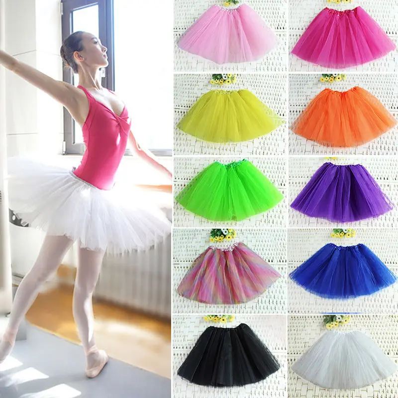 Women Girl Pretty Colorful Tutu Ballet Skirt Dancewear 3 Layers Baby