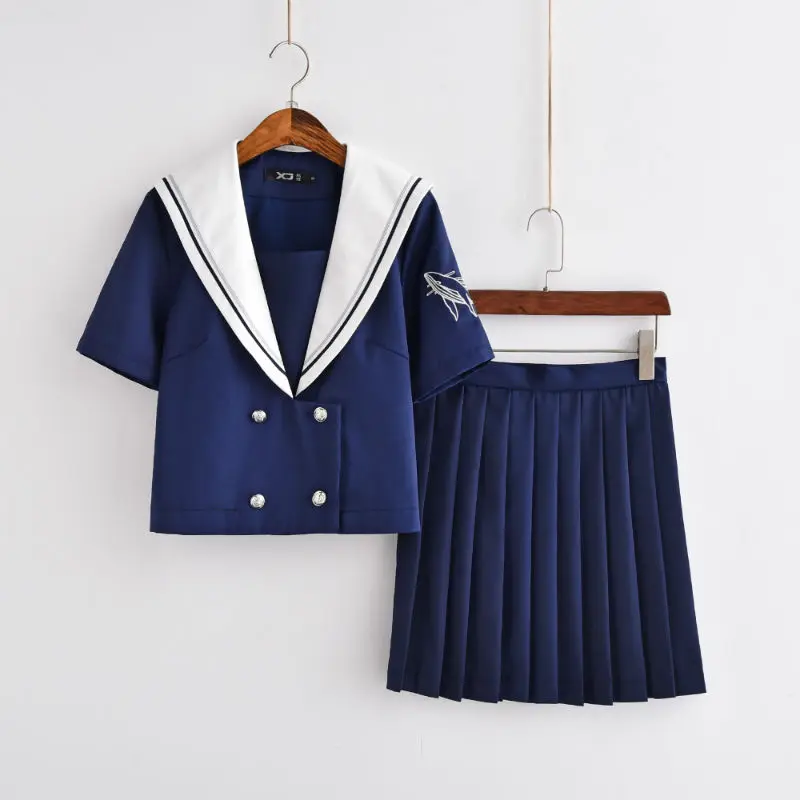 Long sleeve Japanese JK Sets School Uniform Girls Deep sea whale Spring Autumn High School Women Novelty Sailor Suits Uniforms 4