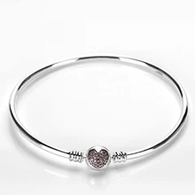 925 стерлингового серебра шарик шарма сверкающими сердце браслет с розовым CZ подходят Серебро 925 Подвески для Для женщин Jewelry Лидер продаж