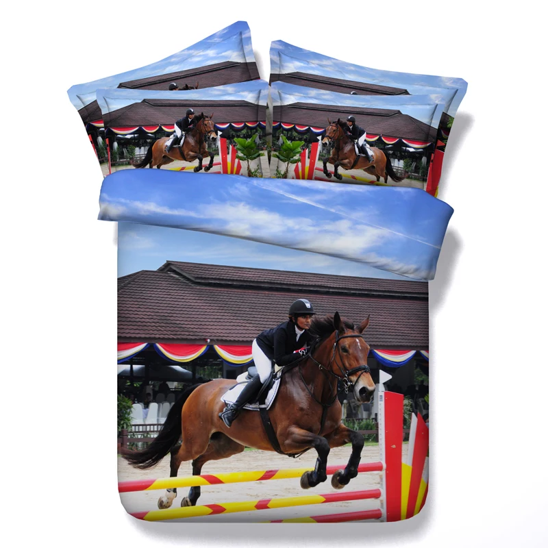 

running horse 3d printed bedding sets full king single twin sizes kids bedspreads 3/4pc comforter cover bed linens boy 500tc