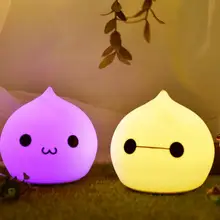 Прекрасный Ночной светильник в виде капли воды, 7 цветов, мягкий силиконовый детский подарок, светодиодный сенсорный светильник, рождественский подарок, мультяшная лампа