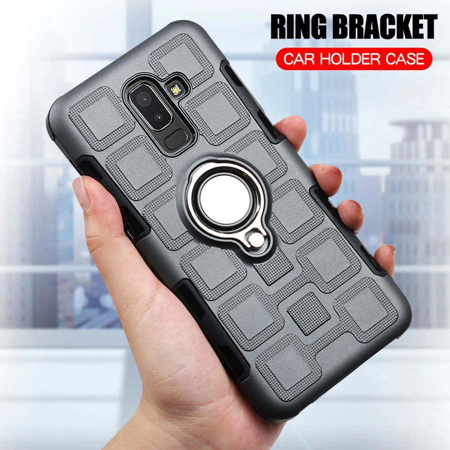 

Luxury Silicone Case For Samsung Galaxy J8 2018 Phone Case Ring Stand Cover For Galaxy J8 2018 J810 SM-J810F TPU Armor Hard Case