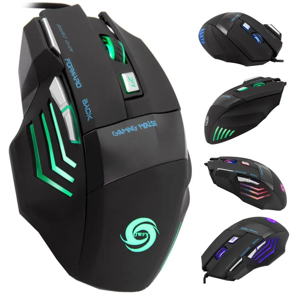 For Pro Gamer 5500 DPI 7 Button LED Optical USB Wired Gaming Mouse Mice Cheap P 