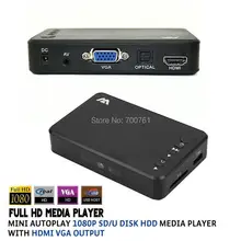 2pcs Mini Autoplay Full HD1080p USB External SD/U Disk HDD Media Player With HDMI /AV/VGA Output in Aluminum shell