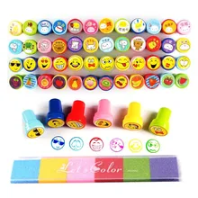 Шт. 6 шт. мультфильм дети Stamper фрукты Улыбающееся детей на заказ пластик резиновая самостоятельно печати на чернилах игрушечные лошадки с 1 компл