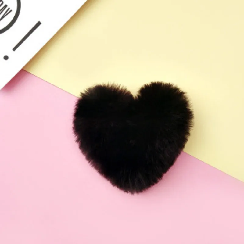 

LNRRABC (Only a heart pendent) Fashion Women Soft Artificial Rabbit Fur Diy Pom Pom Keychain Keyring Car Bag Jewelry Accessory