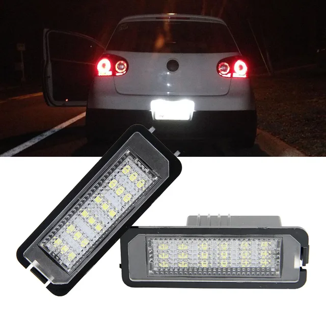 US $9.90 2X Car LED License Plate Lights 12V no error For Volkswagen Passat CC Golf 4 5 6 VW Polo Phaeton Ne
