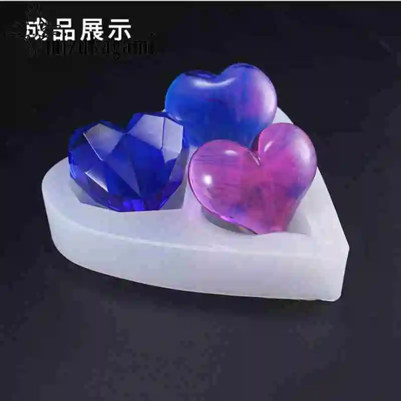 

Silicone Mold 3pcs 3D Cute Heart For DIY Resin Crafts Jewelry Making Handmade Tools Mirror Crystal Molds Cake Fondant Chocolate