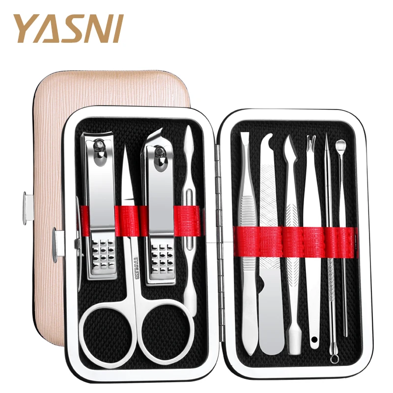 10 in 1 Manicure Set Stainless Steel Nail Clipper Kit Pedicure Scissors Tweezer Knife Ear Pick