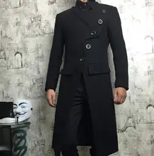 M-4XL ! The newest Men’s personality slim medium-long wool trench coat Super-long over-the-knee woolen overcoat winter coat !