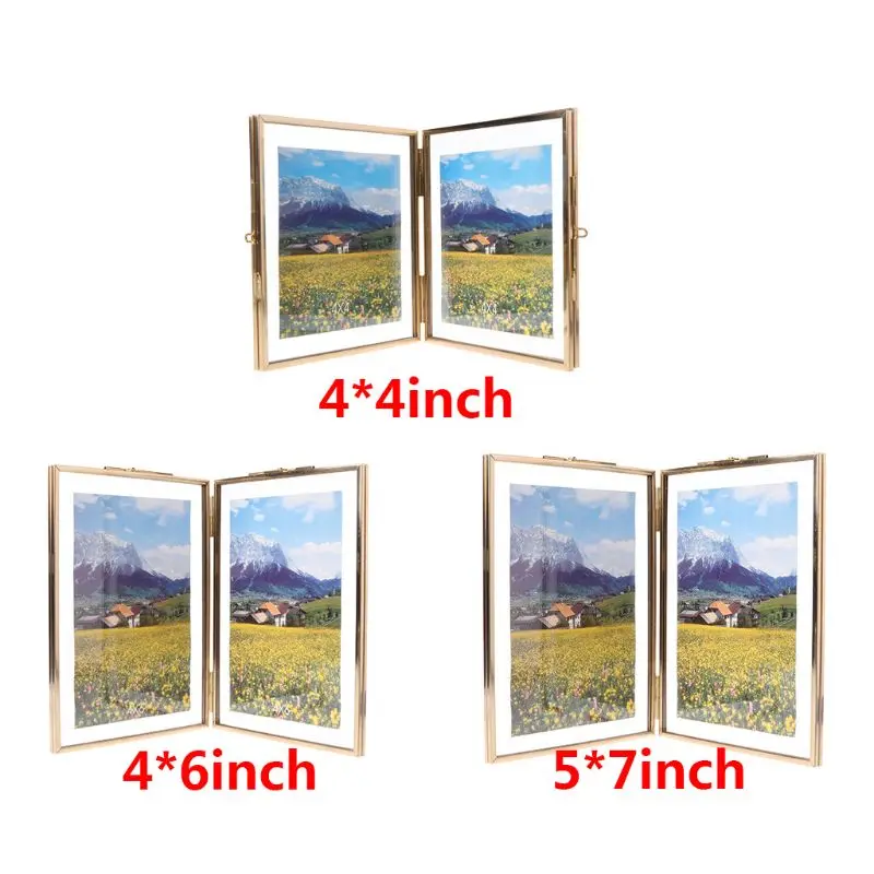 Nordic Ins Style Retro Metal Creative Double Folding Simple Glass Photo Frame Specimen Clip Picture Frame