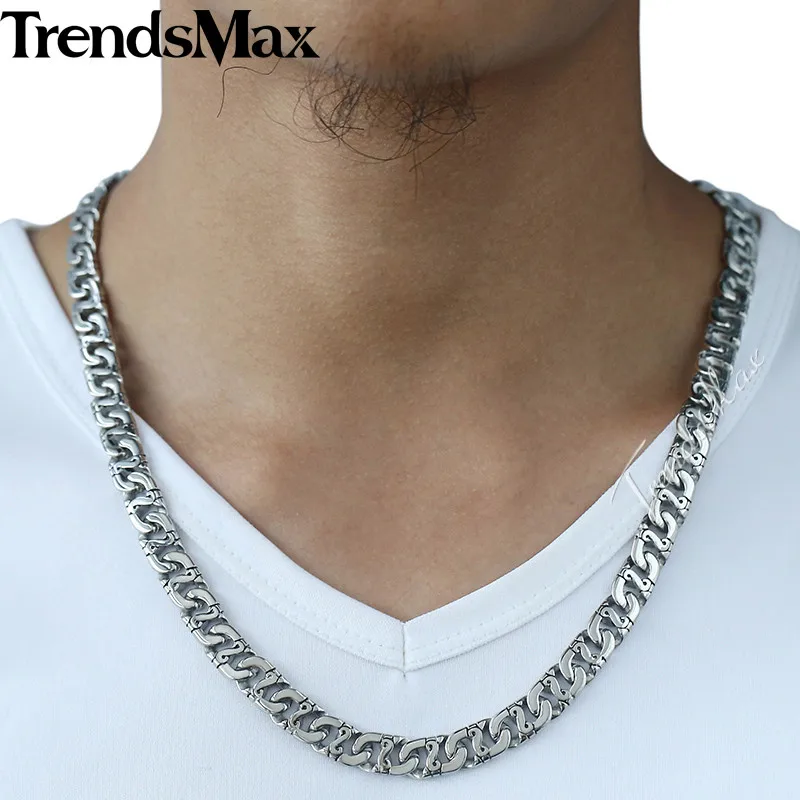 Trendsmax, мужское ожерелье, 316L, нержавеющая сталь, цепочка, ожерелье, мужская мода, ювелирные изделия, дропшиппинг, подарки, 18-36 дюймов, HN01