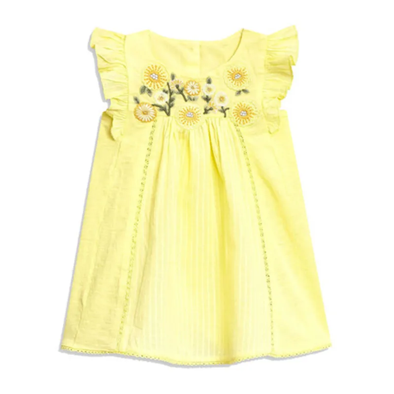

Brand 2019 Summer New baby girls Pure cotton printing flower pocket holiday girls beach dress dresses