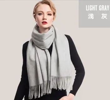 

Pashmina Scarf Shawl Wool Cashmere blended Scarf Women Winter Scarfs Thick Light Gray High Quality Natural Fabric Free Shipping