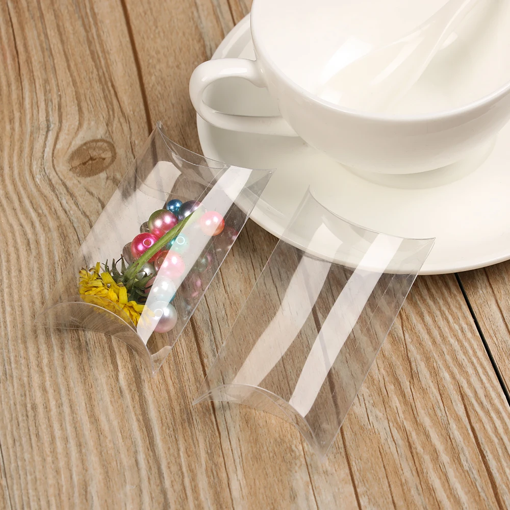 

50Pcs/lot New Style Pillow Shape Sweet Candy Box Packaging Gift Box Cookie Pouch for Wedding Party Favor Decor Matte/Clear PVC