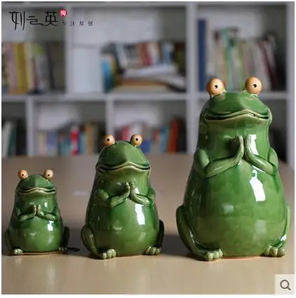 Ceramic Creative Lucky Green Frog Statue Home Decor Craft Room Ceramic Creative Lucky Green Frog Statue Home Decor Craft Room Decoration Porcelain Animal Figurine Garden Vintage Ornament Gift In Figurines Miniatures