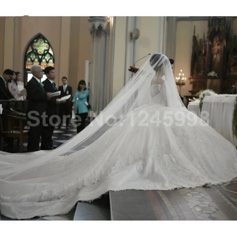 2016 Spring New Le Y Cathedral Train Long Sleeve Lace Ball 2016 Spring New Le Y Cathedral Train Long Sleeve Lace Ball Gown Wedding Dress Bridal Robe De Mariage Vestido Noiva In Dresses From
